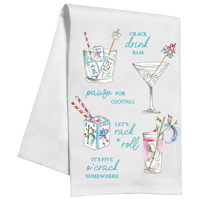 Mahjong Cocktails Tea Towel | Queen of Mahjong