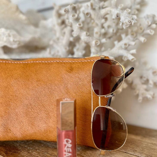 Small Cowhide Clutch - Rust