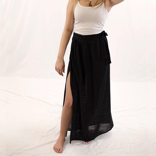 Palmetto Sarong Cover Up - Black