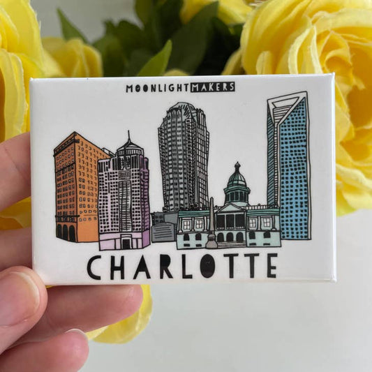 Charlotte, NC Skyline - Fridge Magnet