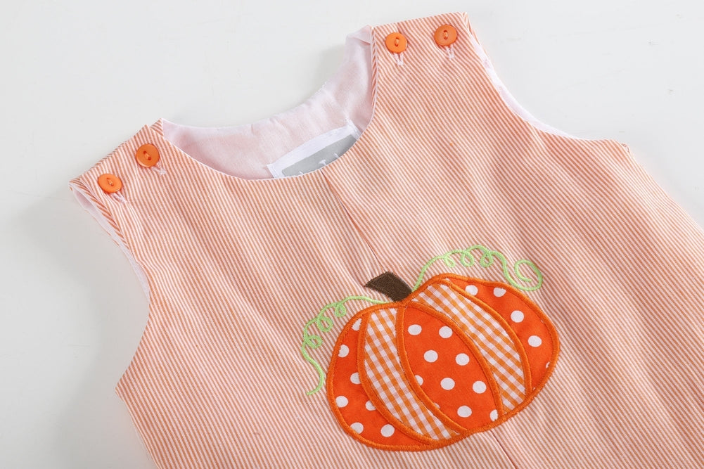 Orange Pinstripe Pumpkin Baby Overalls