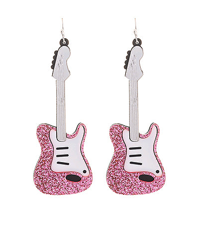 Glitter Electric Guitar Earrings