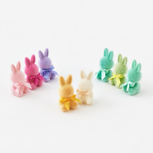 Flocked Pastel Bunnies 3.75" (Assorted Colors)