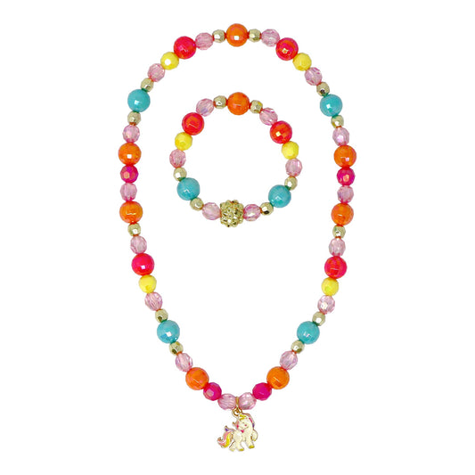 Unicorn Rainbow Charm Necklace/Bracelet Set