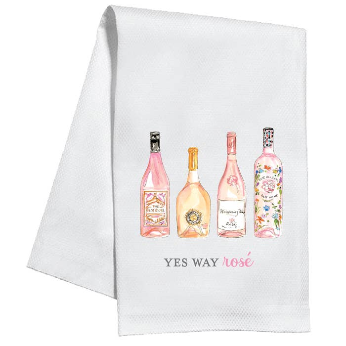 Handpainted Rose Bottles Kitchen Towel