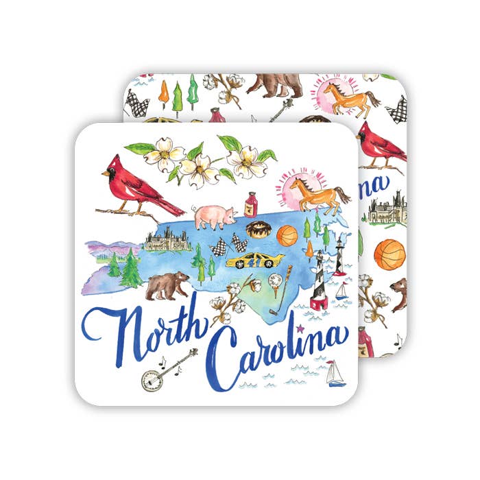 North Carolina Icons Paper Coaster