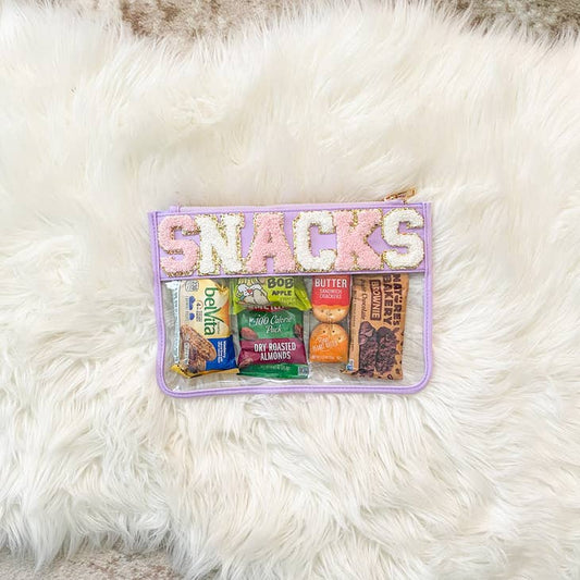 Clear Nylon Zipper Pouch Flat - Purple