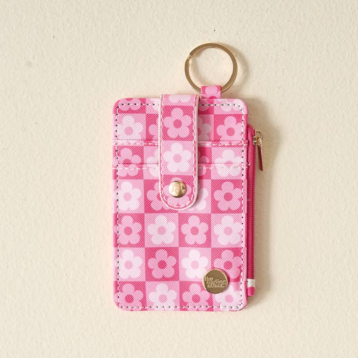 Keychain Wallet - Flower Check Hot Pink