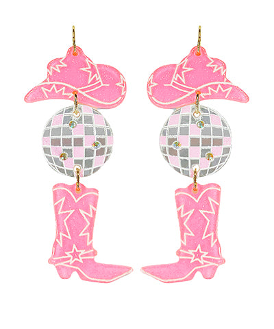 Cowboy Disco Ball Dangle Earrings