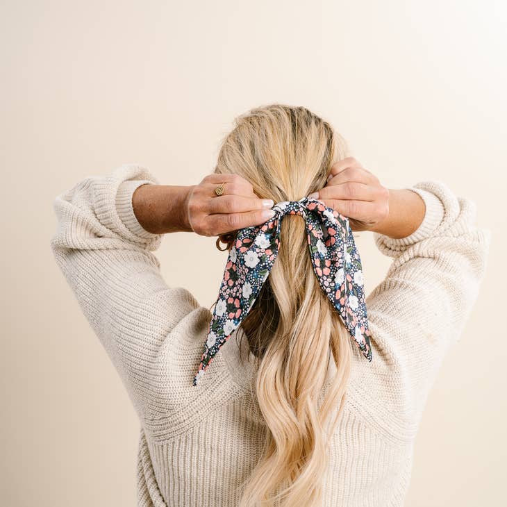 Floral Hair Scarf - Sweet Meadow Navy