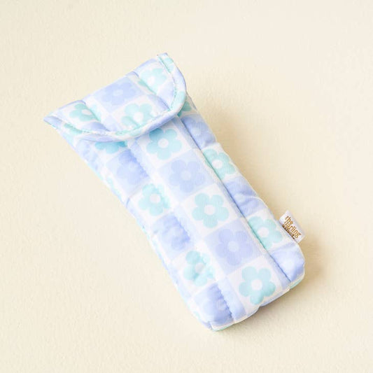 Sunglasses Case - Flower Check Blue