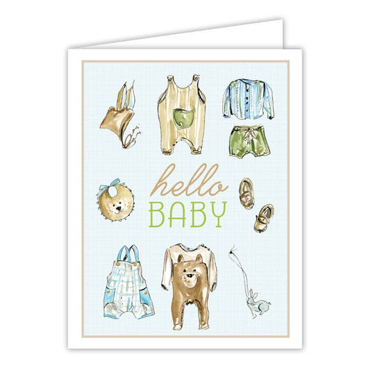 Greeting Card - Hello Baby Baby Clothing Blue Boy