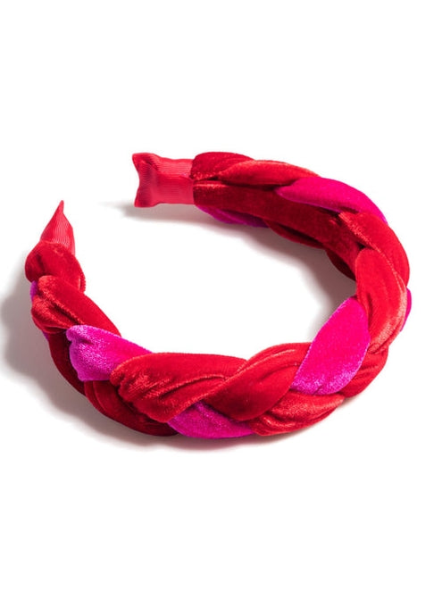 Braided Velvet Headband - Magenta