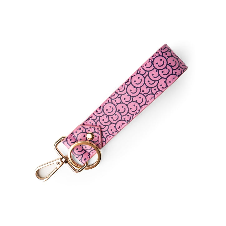 Peek-A-Boo Wrislet Keychain - Pink Smileys