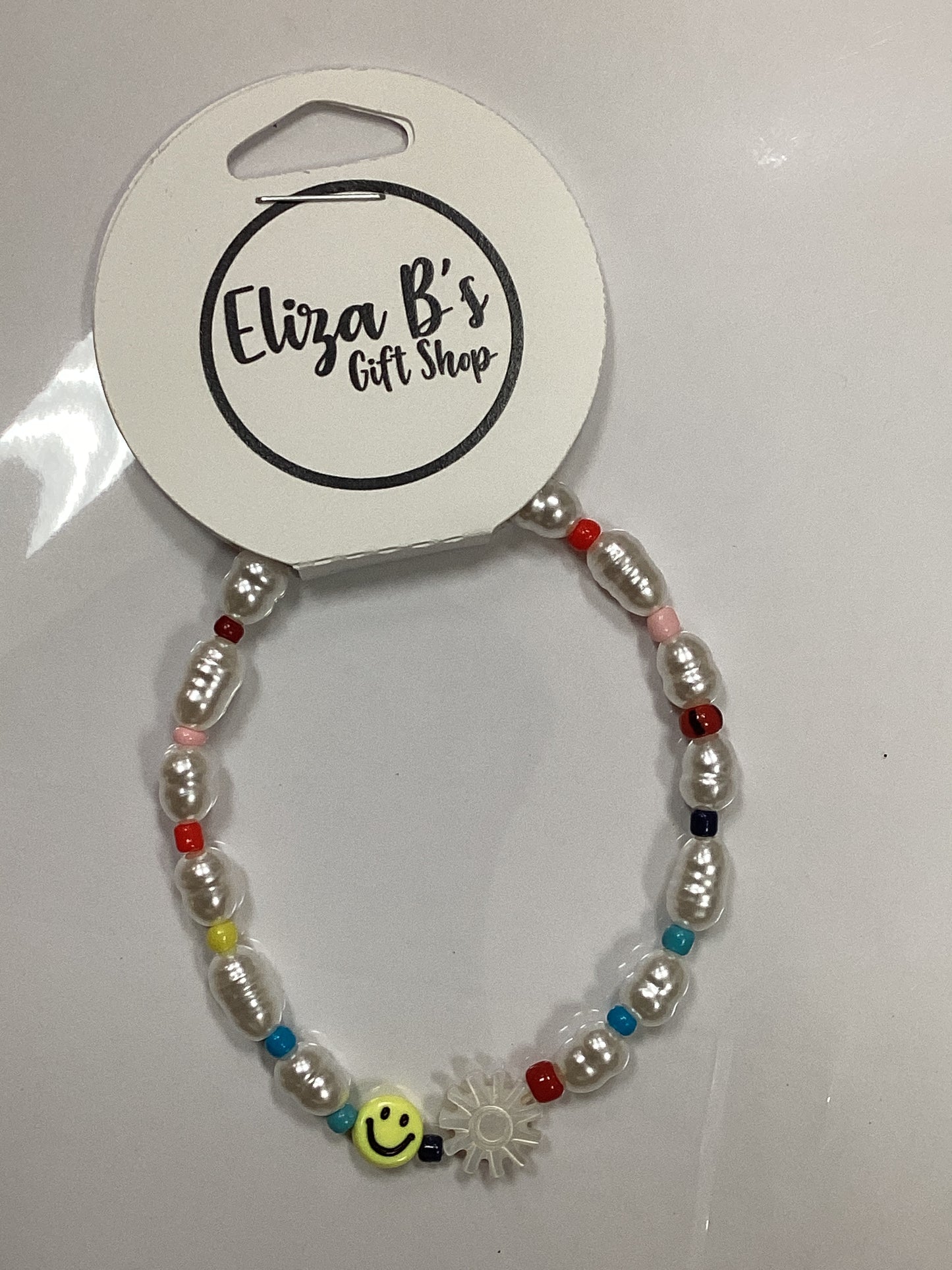Rainbow/Pearl Smiley Face Bracelet