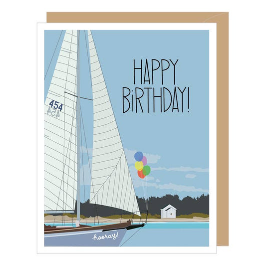 Sailboat with Balloons Birthday Card
