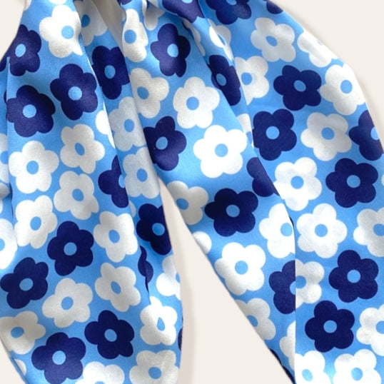 Floral Hair Scarf - Light Blue