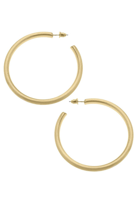 Ivy Hoop Earrings in Satin Gold