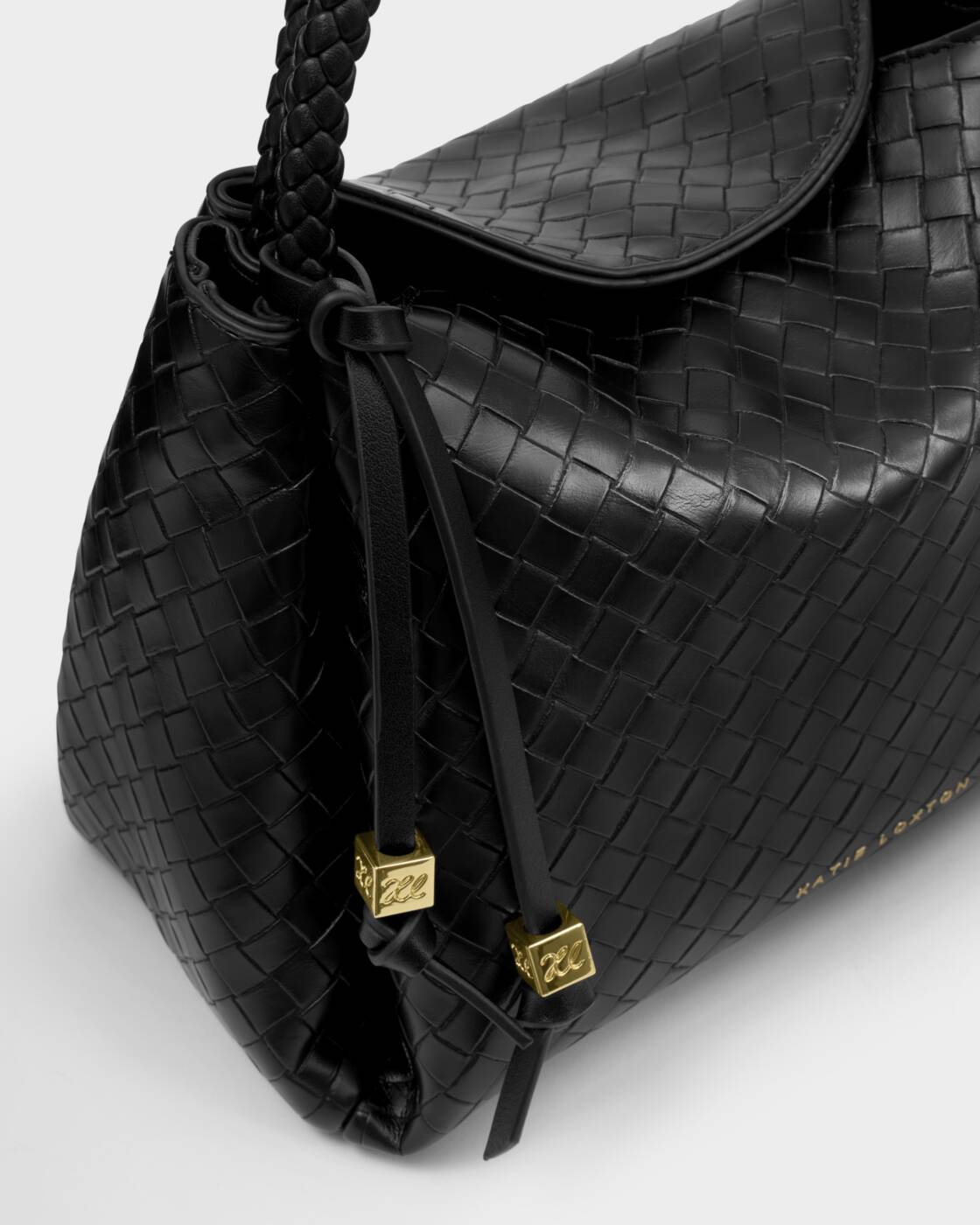 Nova Woven Texture Top Handle Bag | Black