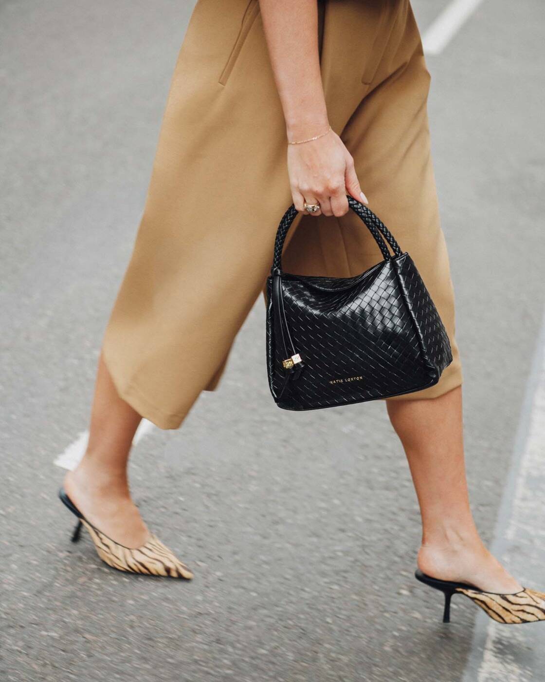 Nova Woven Texture Top Handle Bag | Black