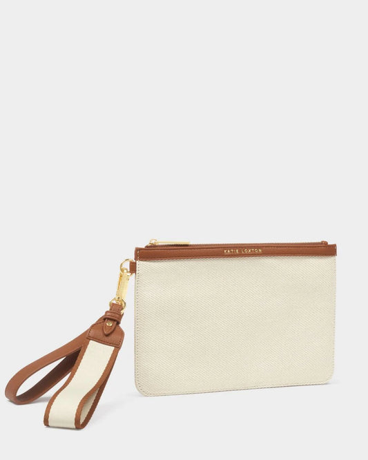Hallie Wristlet Pouch | Canvas/Cognac
