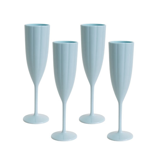 Garden Party Scalloped Acrylic Champagne Flutes | Blue