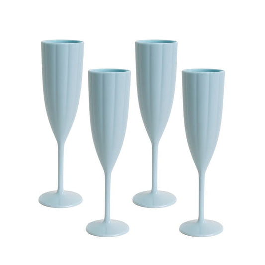 Garden Party Scalloped Acrylic Champagne Flutes | Blue