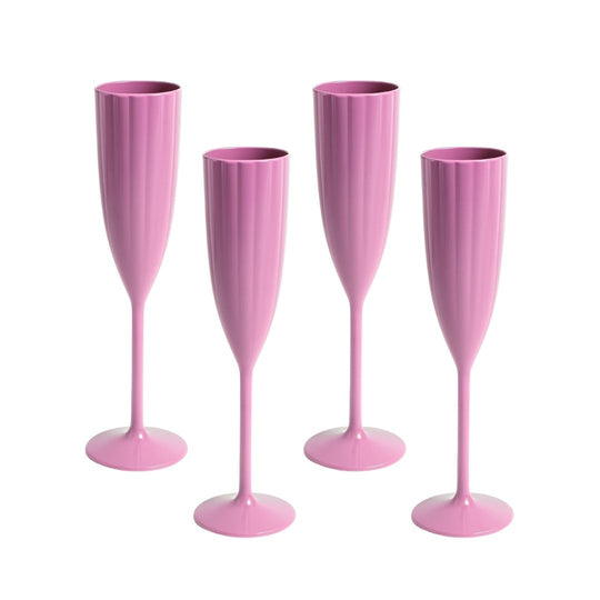 Garden Party Scalloped Acrylic Champagne Flutes | Pink