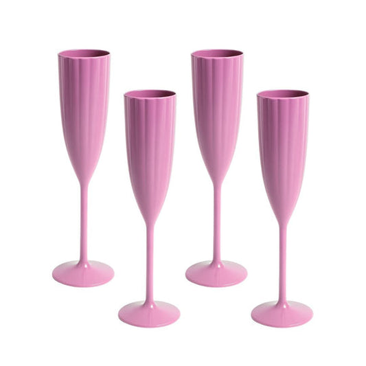 Garden Party Scalloped Acrylic Champagne Flutes | Pink