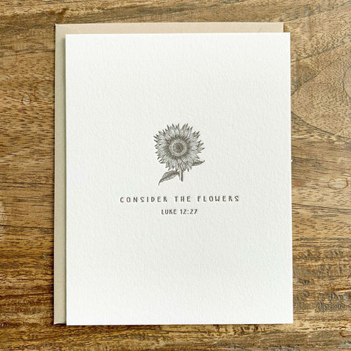 Flat Note Card | Sunflower | Luke 12:27