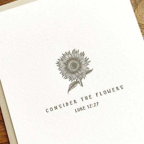 Flat Note Card | Sunflower | Luke 12:27