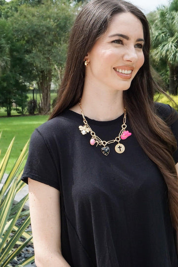 Lilah Multi-Charm Collector Necklace Base | Shiny Gold