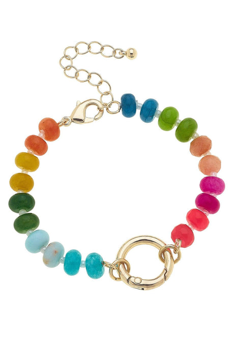 Lucy Gemstone Beaded Charm Bracelet Base | Rainbow Multi
