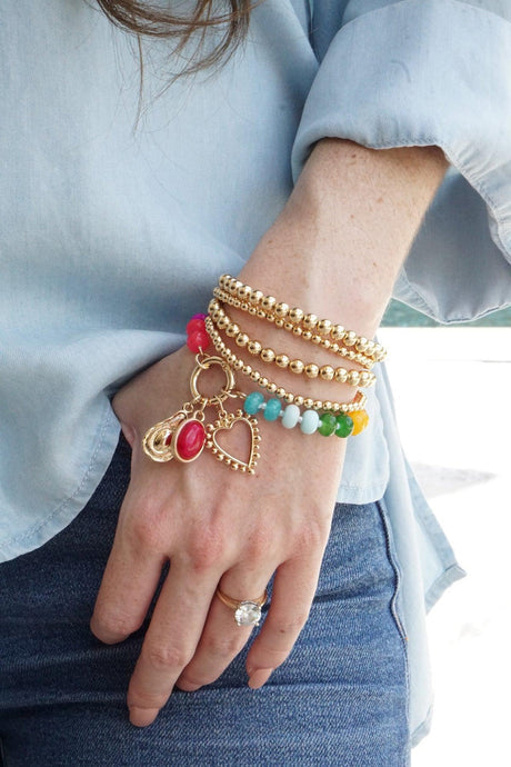 Lucy Gemstone Beaded Charm Bracelet Base | Rainbow Multi