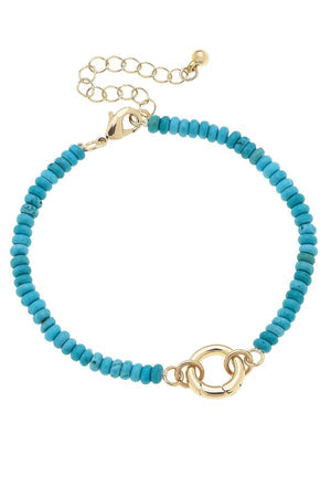 Lucy Gemstone Beaded Charm Bracelet Base | Turquoise