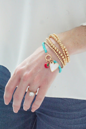 Lucy Gemstone Beaded Charm Bracelet Base | Turquoise