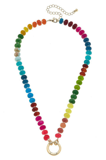 Lucy Gemstone Beaded Charm Necklace Base | Rainbow Multi