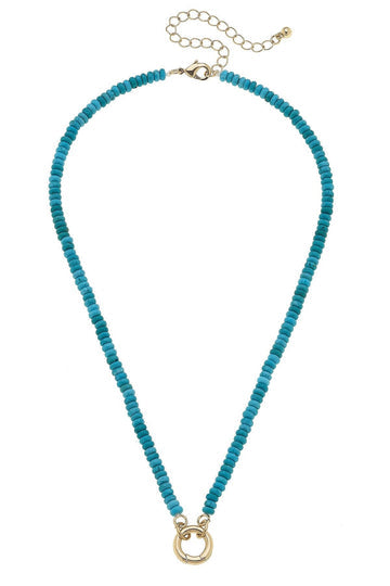 Lucy Gemstone Beaded Multi Charm Necklace | Turquoise