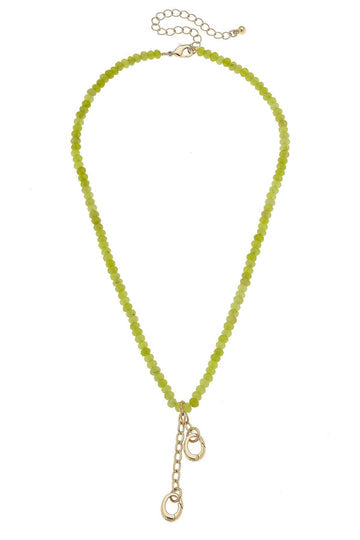 Lucy Gemstone Beaded Multi Charm Necklace | Lime Green