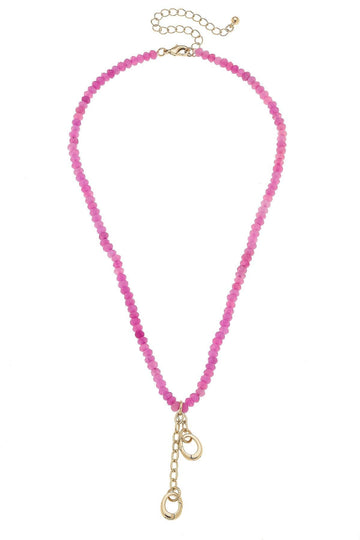 Lucy Gemstone Beaded MultiCharm Necklace Base | Pink