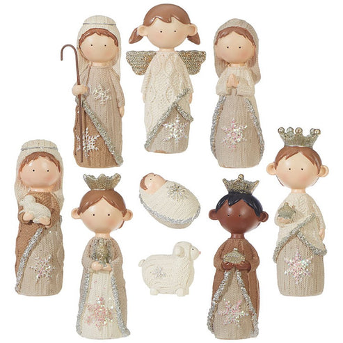 Faux Knit Christmas Nativity Set