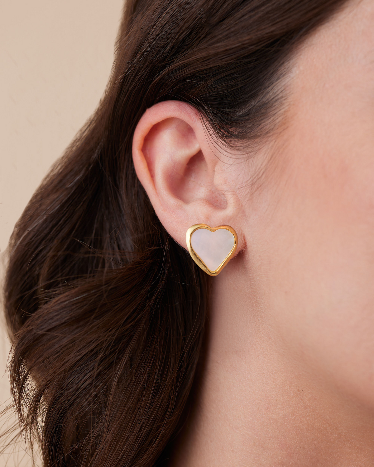 Small Mother of Pearl Heart Studs