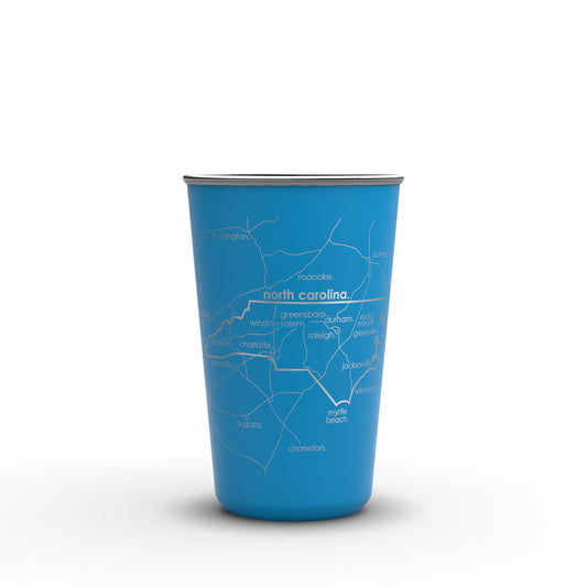 NC Map Stainless Steel Cup | Waterfront Blue