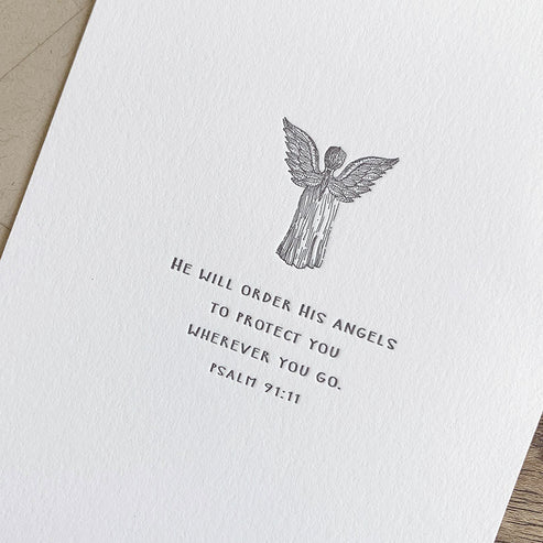 Flat Note Card | Angel | Psalm 91:11