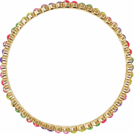 Rainbow Sparkling Gemstone Gold Metal Bangle