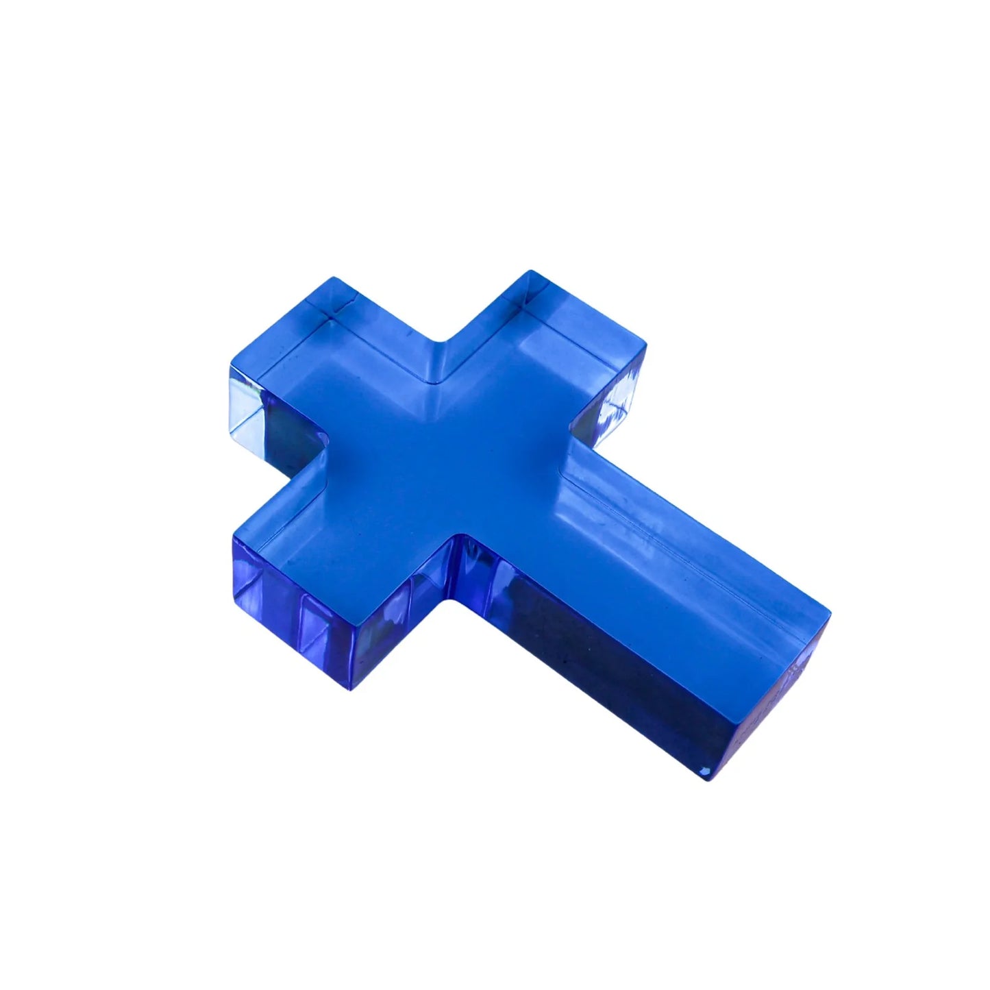 Small Blue Cross Acrylic Weight