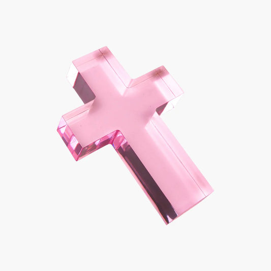 Small Pink Cross Acrylic Weight