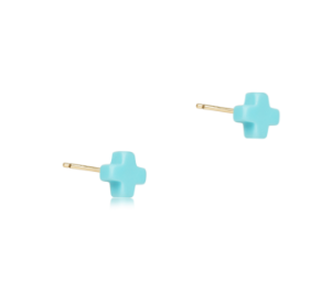 Signature Cross Small Stud | Turquoise
