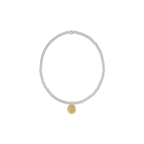 Extends | Classic Sterling Mixed Metal | 2mm Bead Bracelet | Inspire Small Gold Charm