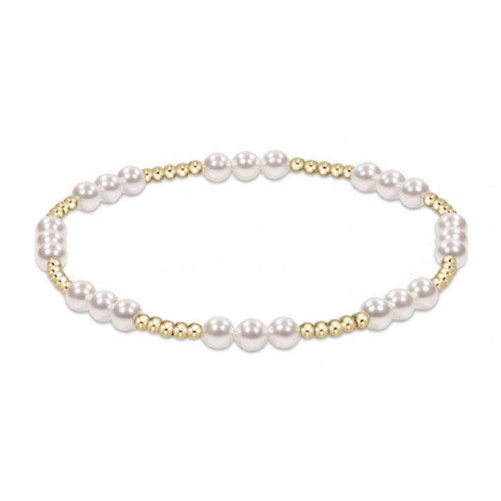 Classic Joy Pattern 4mm Bead  Bracelet - Pearl